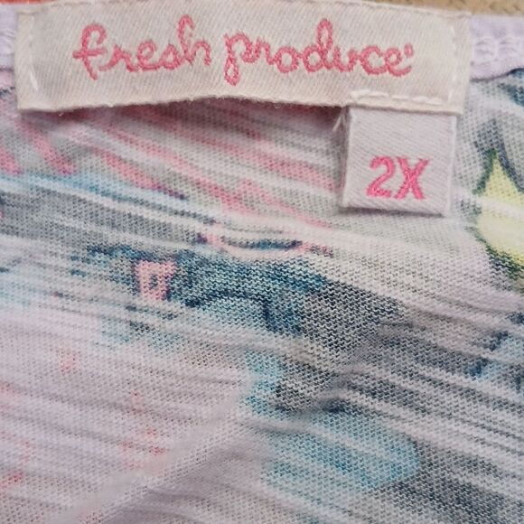 Fresh Produce lilac floral print tunic top beach vacation cruise Sz 2X  EUC - Picture 10 of 10